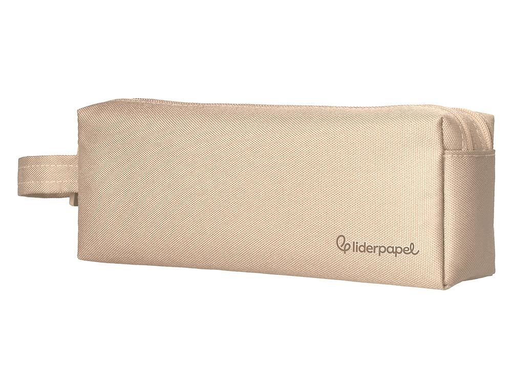 FOURRE-TOUT LIDERPAPEL RECTANGULAIRE 2 COMPARTIMENTS ANSE DE PREHENSION 21X8CM     COLORIS BEIGE