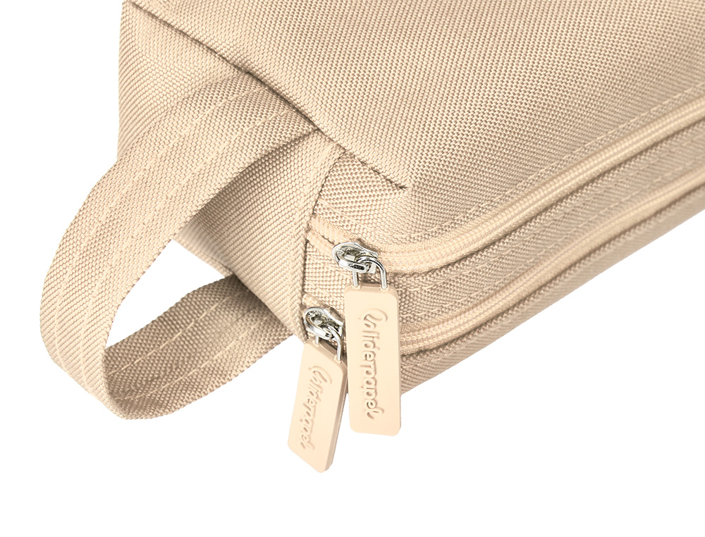 FOURRE-TOUT LIDERPAPEL RECTANGULAIRE 2 COMPARTIMENTS ANSE DE PREHENSION 21X8CM     COLORIS BEIGE