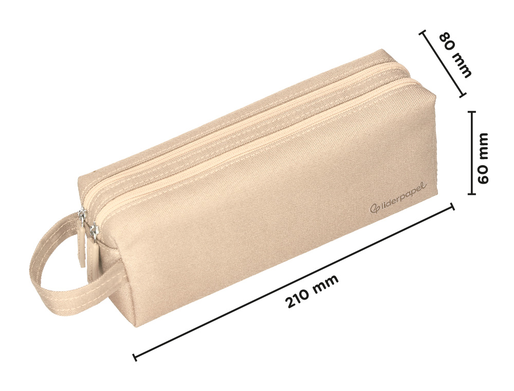 FOURRE-TOUT LIDERPAPEL RECTANGULAIRE 2 COMPARTIMENTS ANSE DE PREHENSION 21X8CM     COLORIS BEIGE