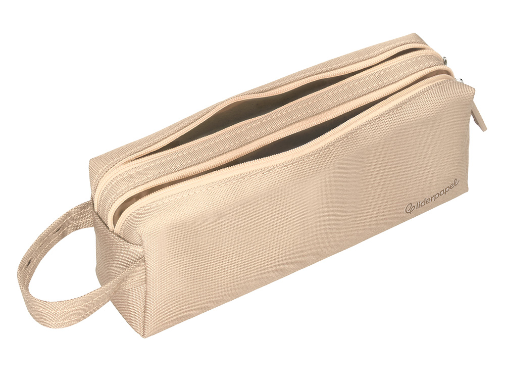 FOURRE-TOUT LIDERPAPEL RECTANGULAIRE 2 COMPARTIMENTS ANSE DE PREHENSION 21X8CM     COLORIS BEIGE