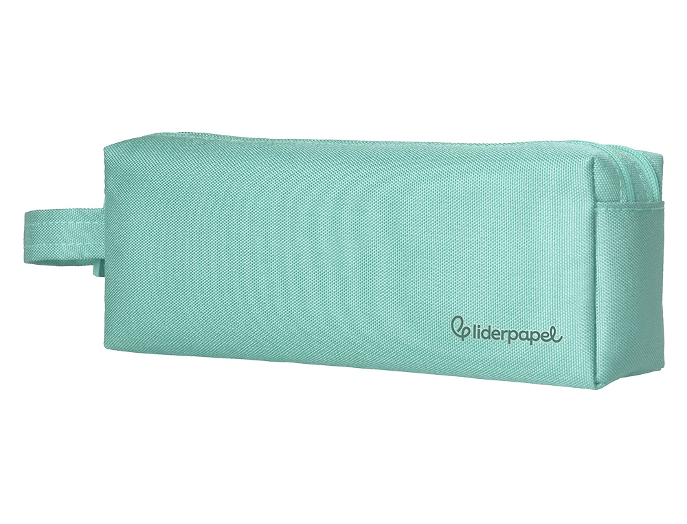 FOURRE-TOUT LIDERPAPEL RECTANGULAIRE 2 COMPARTIMENTS ANSE DE PREHENSION 21X8CM     COLORIS VERT AMANDE