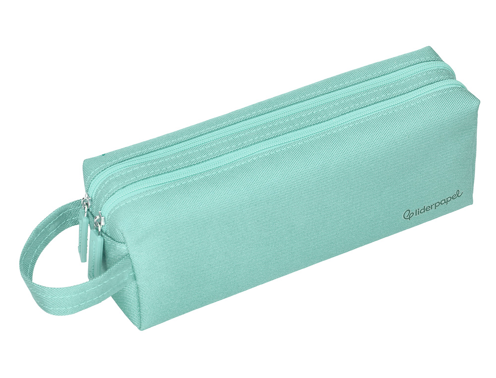 FOURRE-TOUT LIDERPAPEL RECTANGULAIRE 2 COMPARTIMENTS ANSE DE PREHENSION 21X8CM     COLORIS VERT AMANDE