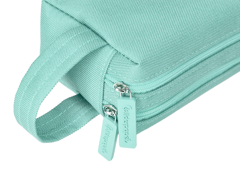 FOURRE-TOUT LIDERPAPEL RECTANGULAIRE 2 COMPARTIMENTS ANSE DE PREHENSION 21X8CM     COLORIS VERT AMANDE