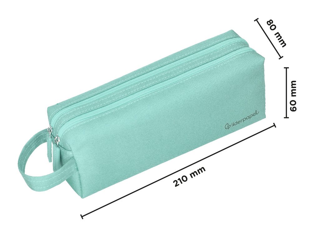 FOURRE-TOUT LIDERPAPEL RECTANGULAIRE 2 COMPARTIMENTS ANSE DE PREHENSION 21X8CM     COLORIS VERT AMANDE