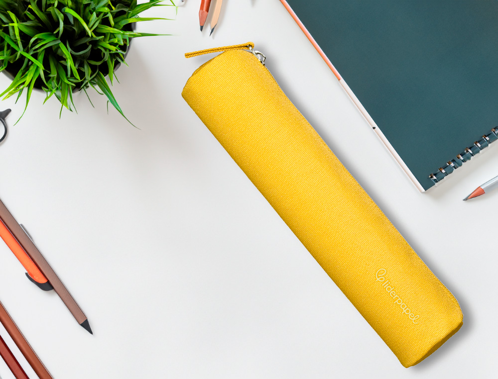 FOURRE-TOUT LIDERPAPEL ROND MINCE 22X4,5CM COLORIS JAUNE