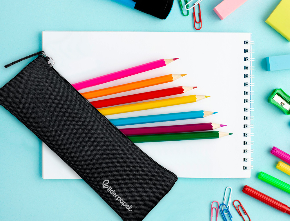 FOURRE-TOUT LIDERPAPEL PLAT MINCE 1 COMPARTIMENT 20X6CM COLORIS NOIR