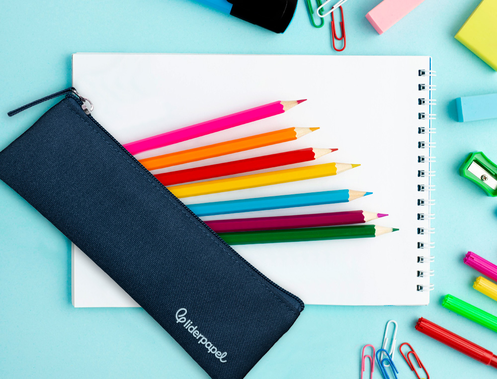 FOURRE-TOUT LIDERPAPEL PLAT MINCE 1 COMPARTIMENT 20X6CM   COLORIS BLEU MARINE