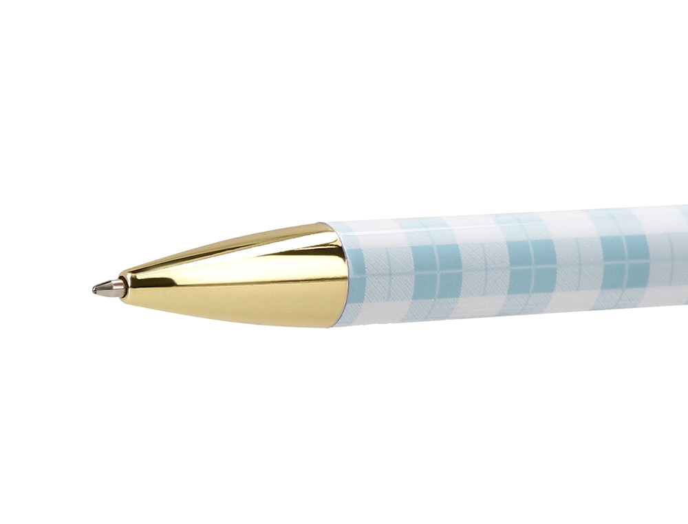 STYLO-BILLE BELIUS PICNIC ALUMINIUM ENCRE BLEUE COLORIS BLEU CIEL DORE BOITE DESIGN