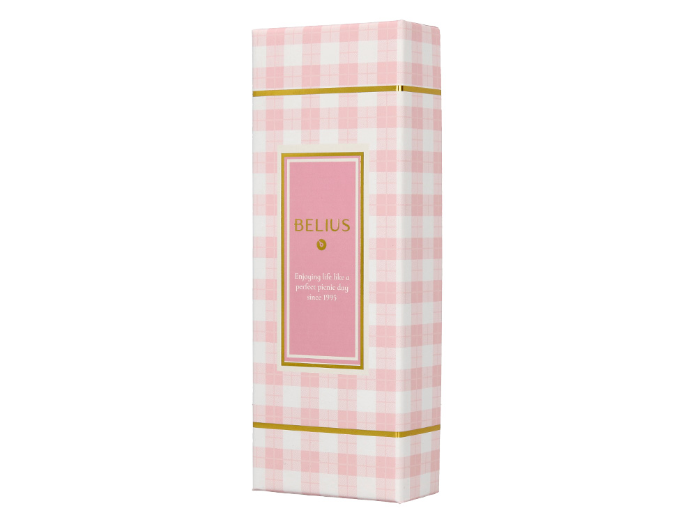 STYLO-BILLE BELIUS PICNIC ALUMINIUM ENCRE BLEUE COLORIS ROSE DORE BOITE DESIGN