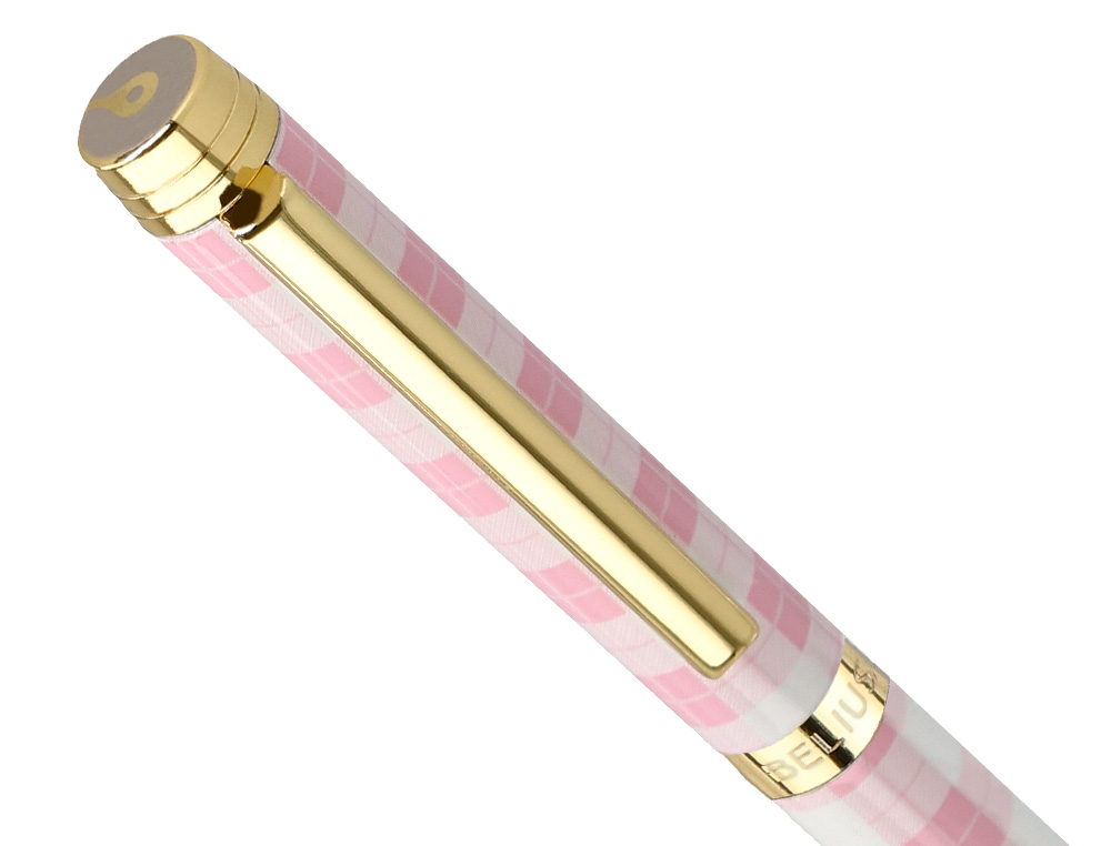 STYLO-BILLE BELIUS PICNIC ALUMINIUM ENCRE BLEUE COLORIS ROSE DORE BOITE DESIGN