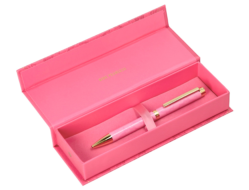 STYLO-BILLE BELIUS WILD WEST ALUMINIUM ENCRE BLEUE COLORIS ROSE DORE BOITE DESIGN