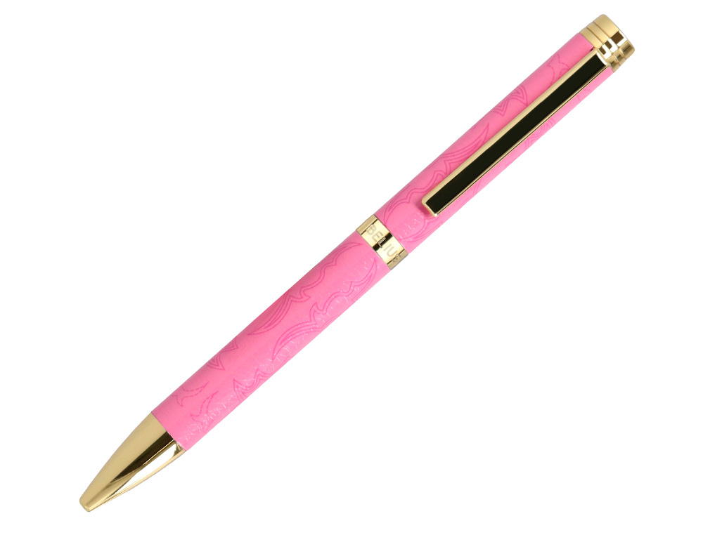 STYLO-BILLE BELIUS WILD WEST ALUMINIUM ENCRE BLEUE COLORIS ROSE DORE BOITE DESIGN