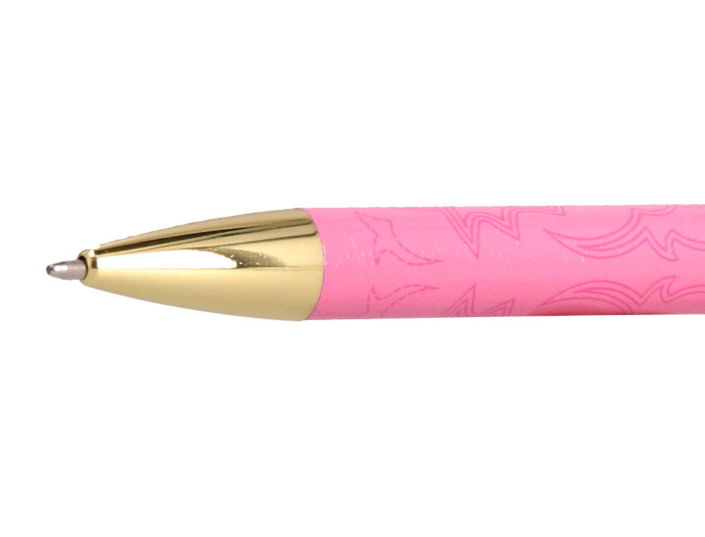 STYLO-BILLE BELIUS WILD WEST ALUMINIUM ENCRE BLEUE COLORIS ROSE DORE BOITE DESIGN