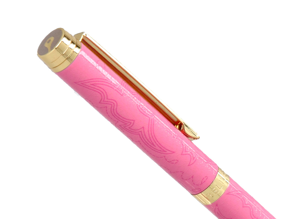 STYLO-BILLE BELIUS WILD WEST ALUMINIUM ENCRE BLEUE COLORIS ROSE DORE BOITE DESIGN