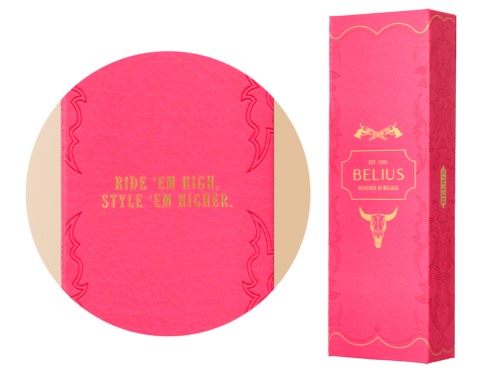 STYLO-BILLE BELIUS WILD WEST ALUMINIUM ENCRE BLEUE COLORIS ROSE DORE BOITE DESIGN