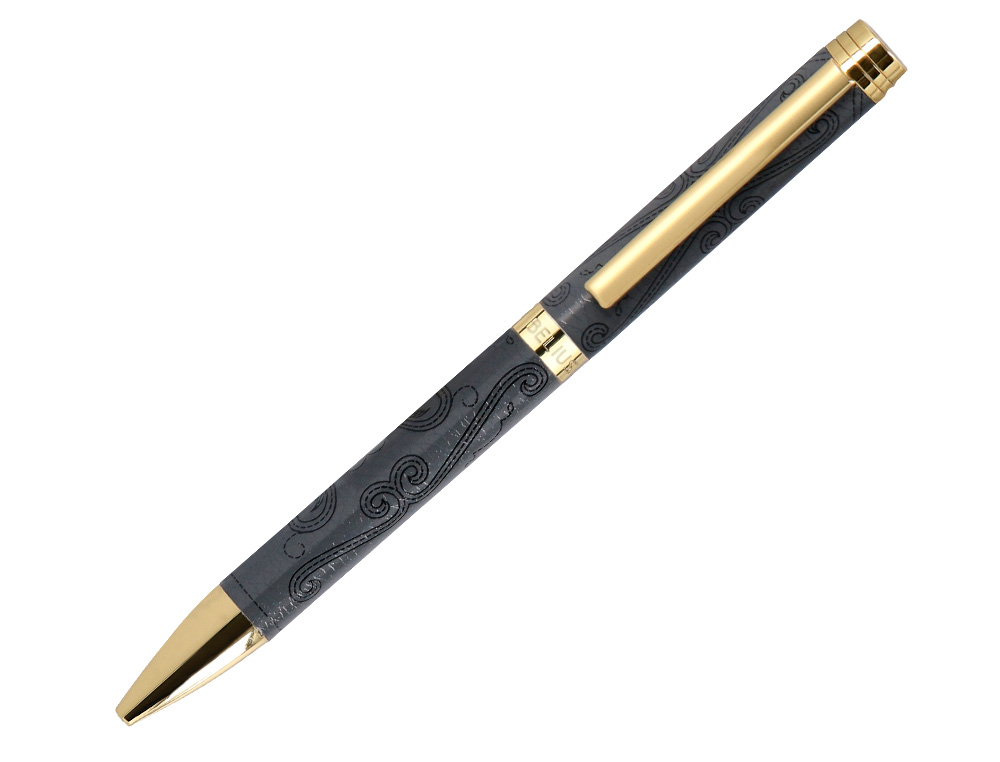 STYLO-BILLE BELIUS WILD WEST ALUMINIUM ENCRE BLEUE COLORIS NOIR DORE BOITE DESIGN