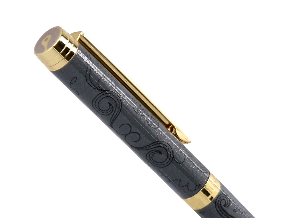 STYLO-BILLE BELIUS WILD WEST ALUMINIUM ENCRE BLEUE COLORIS NOIR DORE BOITE DESIGN