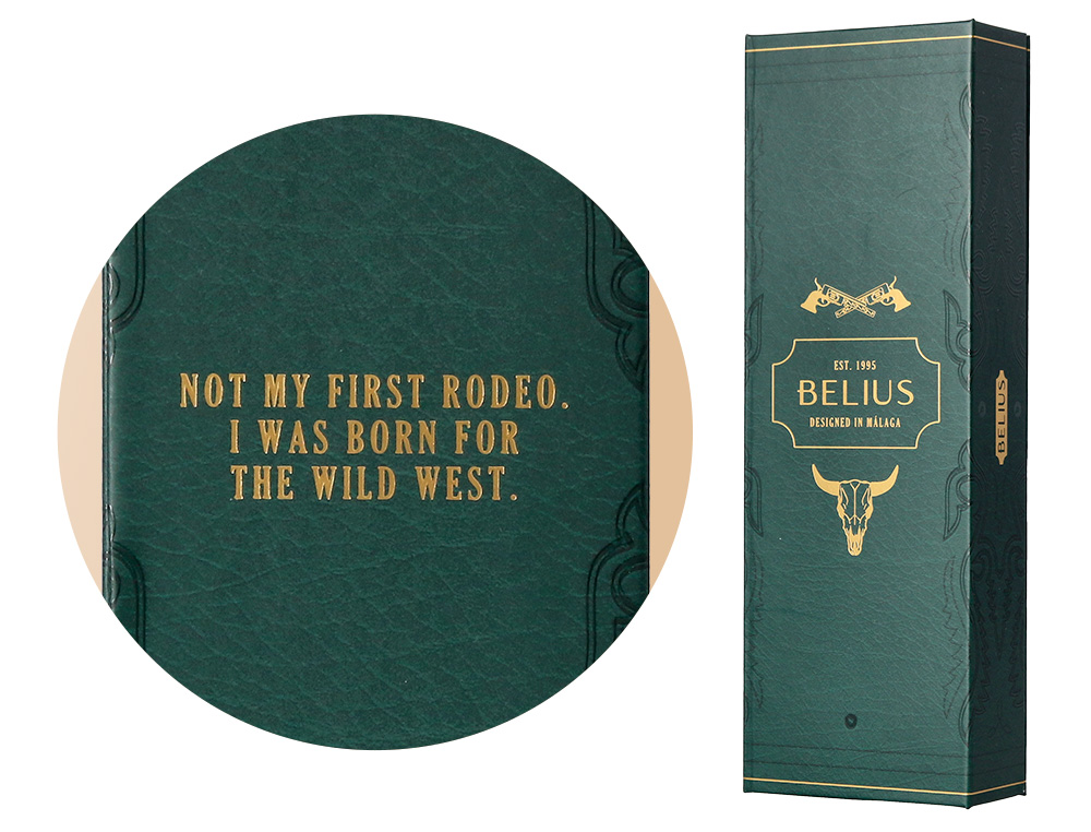 STYLO-BILLE BELIUS WILD WEST ALUMINIUM ENCRE BLEUE COLORIS VERT   DORE BOITE DESIGN