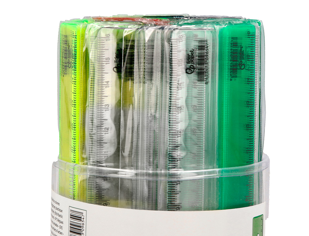 REGLE LIDERPAPEL PLASTIQUE 16 CM COLORIS ASSORTIS POT 100   UNITES