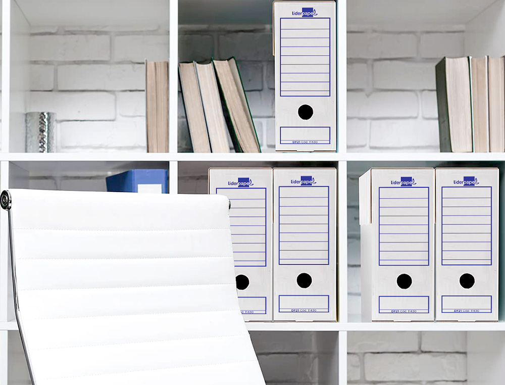 BOITE A ARCHIVES LIDERPAPEL CARTON RECYCLE 325G/M2 DOS    106MM 430X116X316MM COLORIS   BLANC