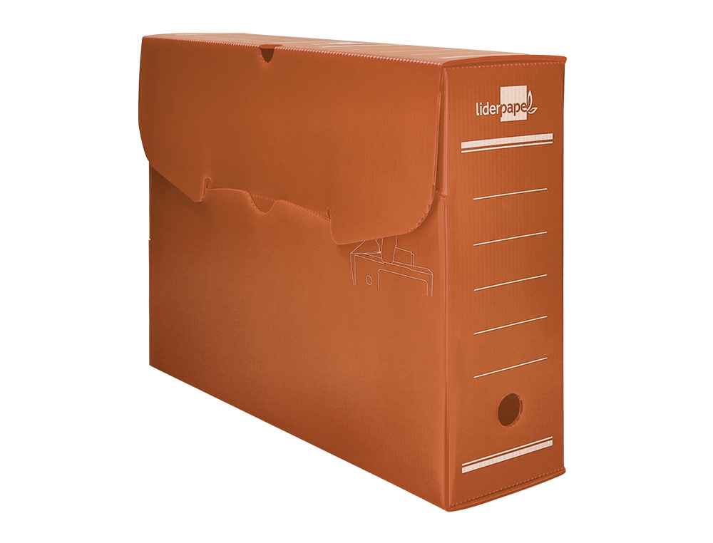 BOITE A ARCHIVES LIDERPAPEL POLYPROPYLENE ONDULE DOS 100MM 360X100X260MM COLORIS MARRON