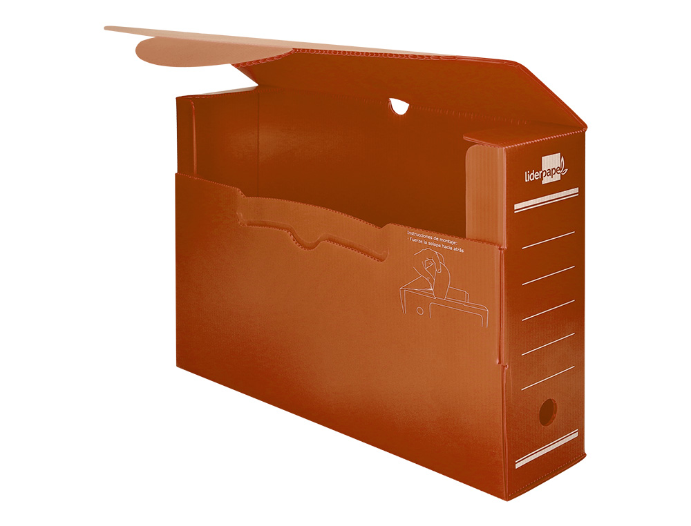 BOITE A ARCHIVES LIDERPAPEL POLYPROPYLENE ONDULE DOS 100MM 360X100X260MM COLORIS MARRON