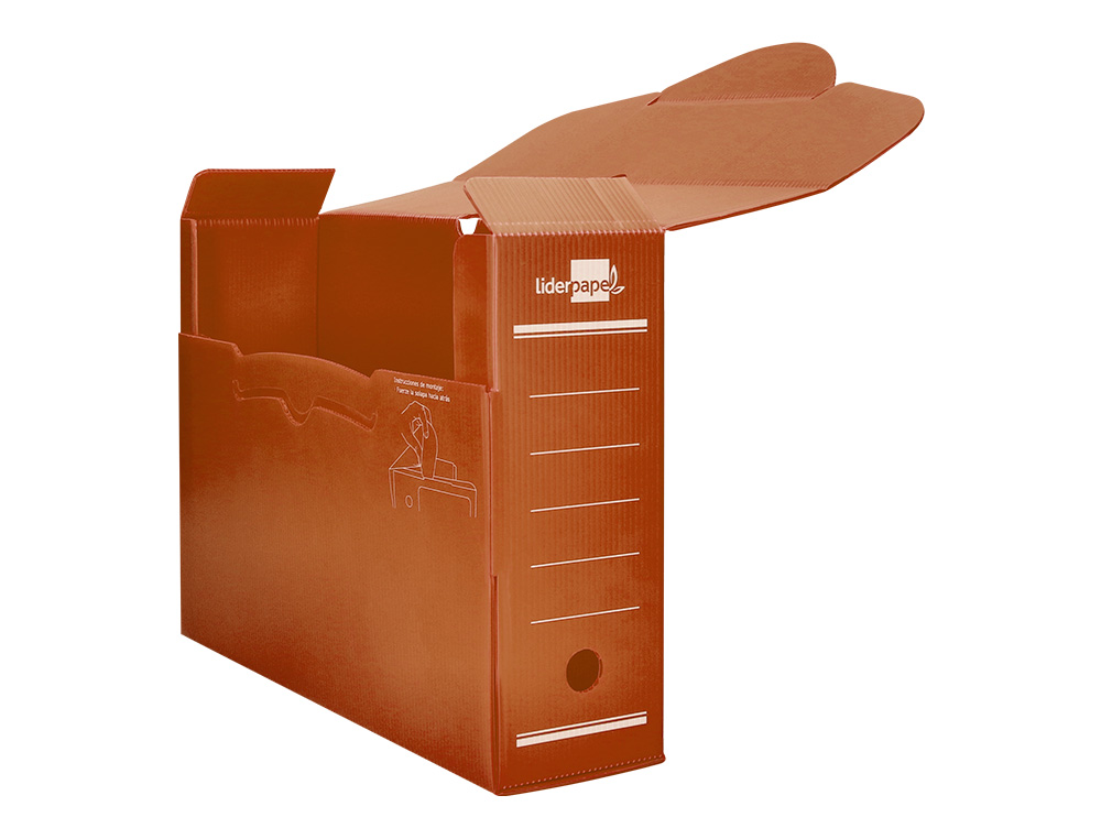 BOITE A ARCHIVES LIDERPAPEL POLYPROPYLENE ONDULE DOS 100MM 360X100X260MM COLORIS MARRON