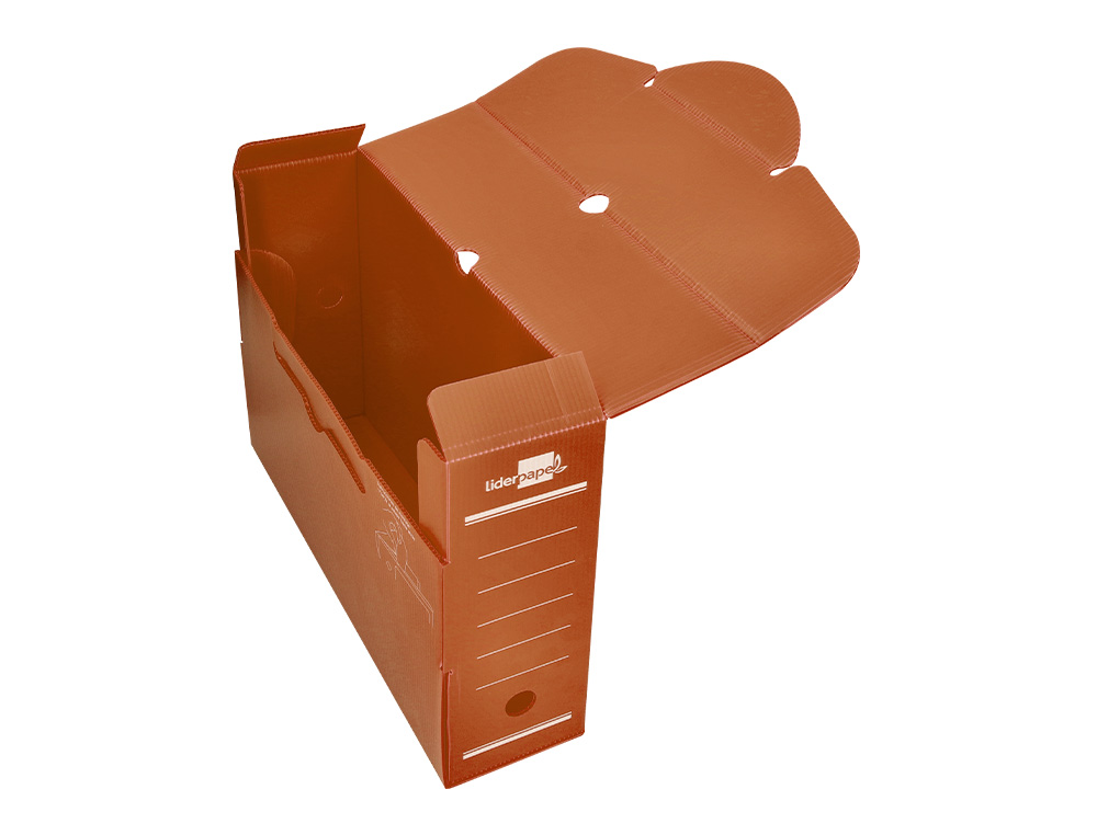 BOITE A ARCHIVES LIDERPAPEL POLYPROPYLENE ONDULE DOS 100MM 360X100X260MM COLORIS MARRON