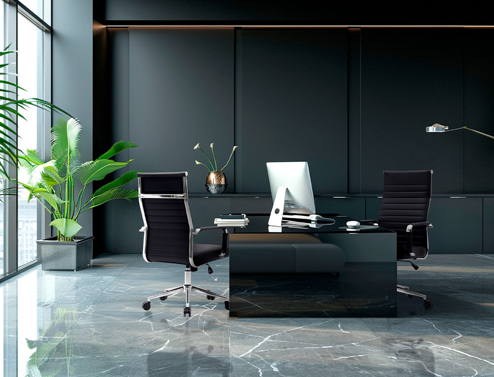 CHAISE BUREAU Q-CONNECT BOSA SIMIL CUIR BASE METALLIQUE HAUT MAX 1130 LARG 550 PROF 630MM ROUES PREMIUM COLORIS NOIR