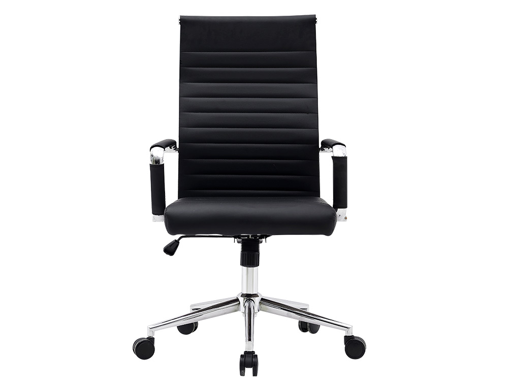 CHAISE BUREAU Q-CONNECT BOSA SIMIL CUIR BASE METALLIQUE HAUT MAX 1130 LARG 550 PROF 630MM ROUES PREMIUM COLORIS NOIR