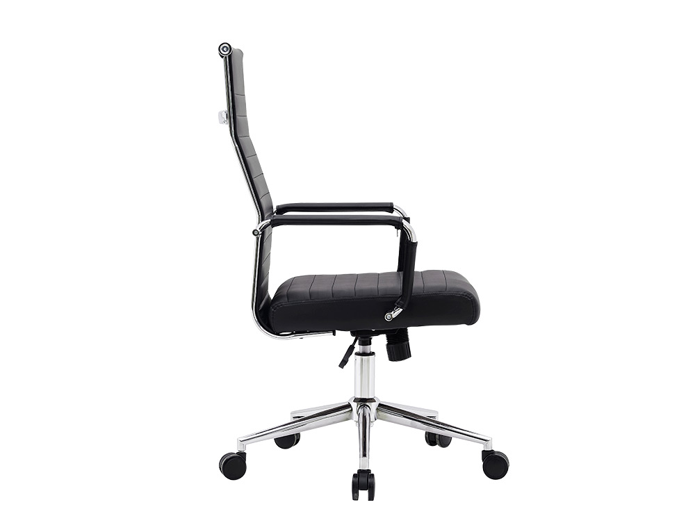 CHAISE BUREAU Q-CONNECT BOSA SIMIL CUIR BASE METALLIQUE HAUT MAX 1130 LARG 550 PROF 630MM ROUES PREMIUM COLORIS NOIR