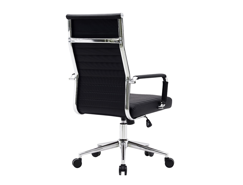 CHAISE BUREAU Q-CONNECT BOSA SIMIL CUIR BASE METALLIQUE HAUT MAX 1130 LARG 550 PROF 630MM ROUES PREMIUM COLORIS NOIR