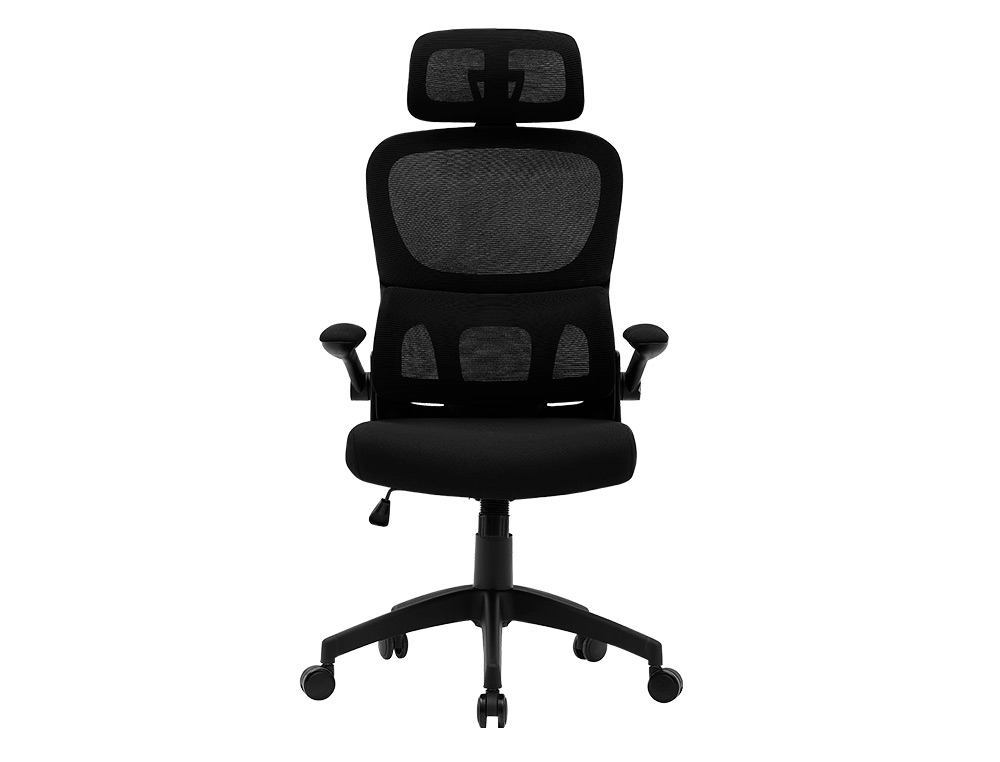 CHAISE DIRECTION Q-CONNECT SORRENTO MAILLE BASE METALLIQUE HAUT MAX 1320 LARG 650 PROF 600MM ROUES PREMIUM COLORIS NOIR
