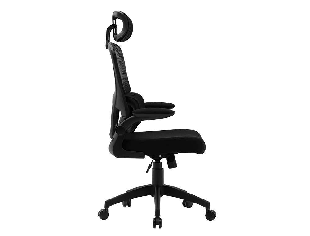 CHAISE DIRECTION Q-CONNECT SORRENTO MAILLE BASE METALLIQUE HAUT MAX 1320 LARG 650 PROF 600MM ROUES PREMIUM COLORIS NOIR