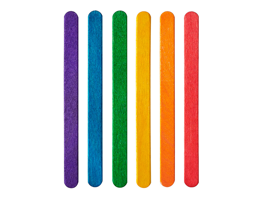 BATONNETS LIDERPAPEL BOIS DIM. 15X1,8CM COLORIS ASSORTIS SACHET 50 UNITES