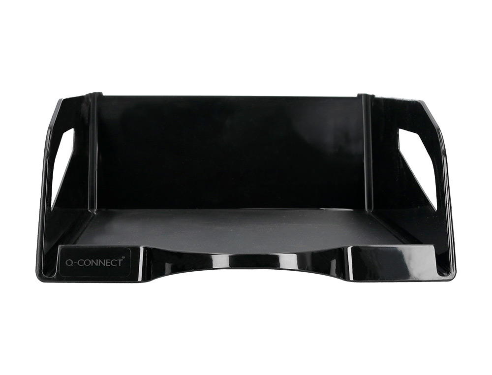 CORBEILLE A COURRIER Q-CONNECT PLASTIQUE GRANDE    CAPACITE AVEC POIGNEE NOIRE   OPAQUE 386X270X115MM