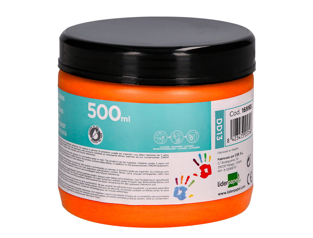 PEINTURE AU DOIGT LIDERPAPEL FLACON 500 ML COLORIS ORANGE