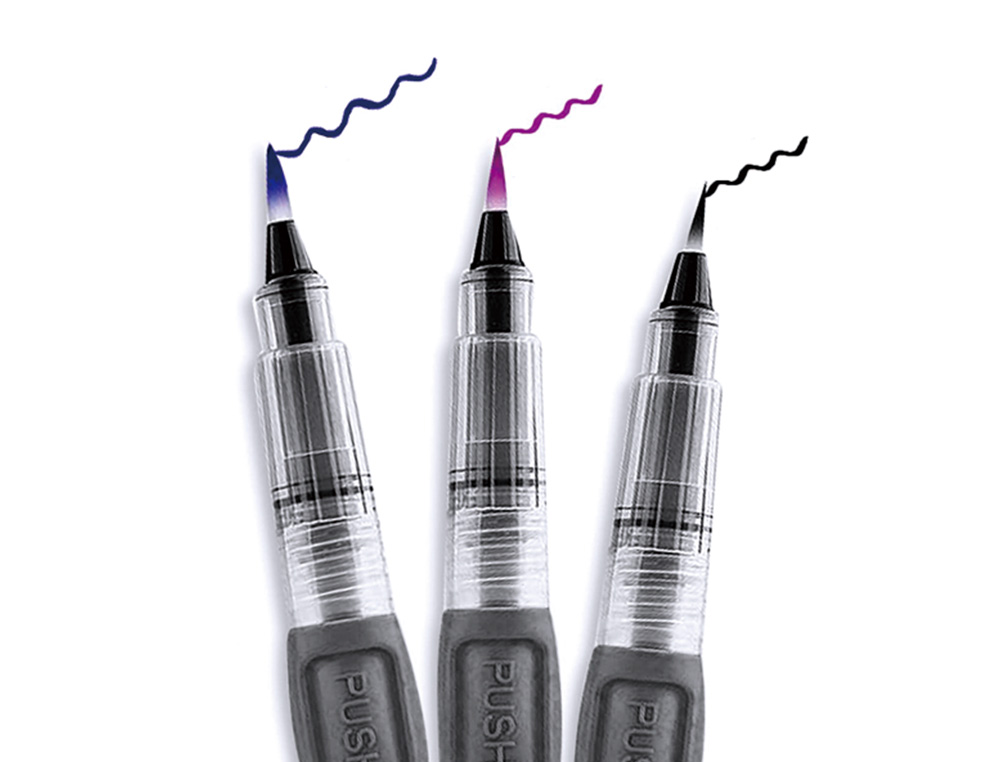 PINCEAU LIDERPAPEL RECHARGEABLE POINTES TAILLES  ASSORTIES SET 6 UNITES