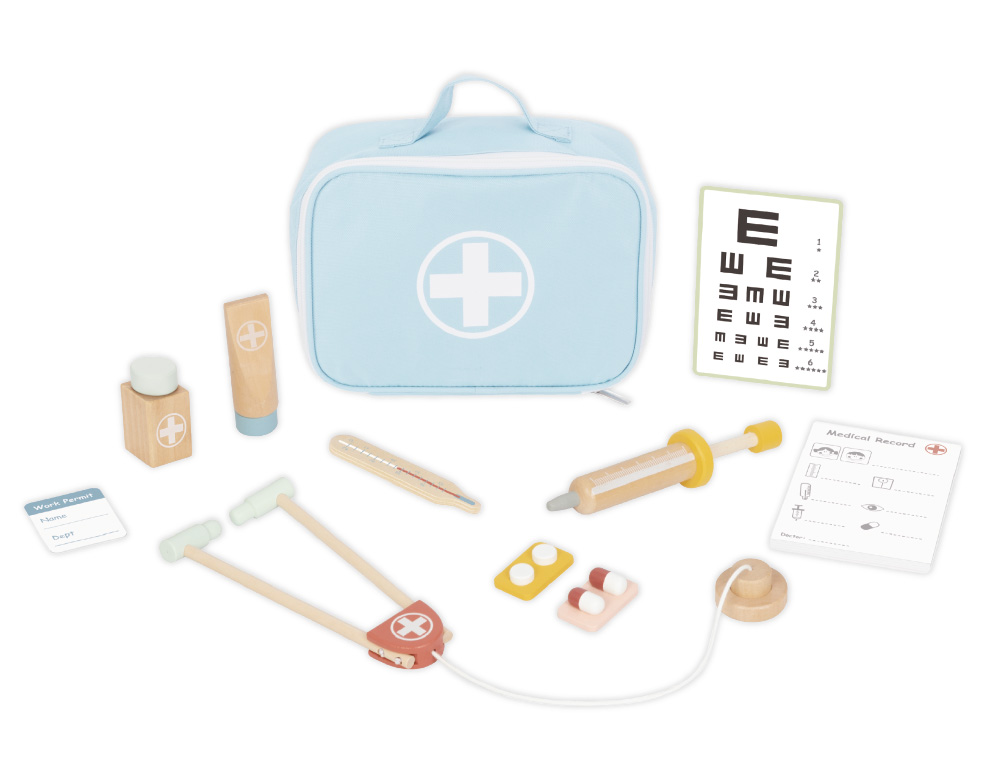 JEU ENFANT IMAGINOVO MALETTE DE MEDECIN BOIS +3 ANS 11 PIECES 24,5X18X10 CM