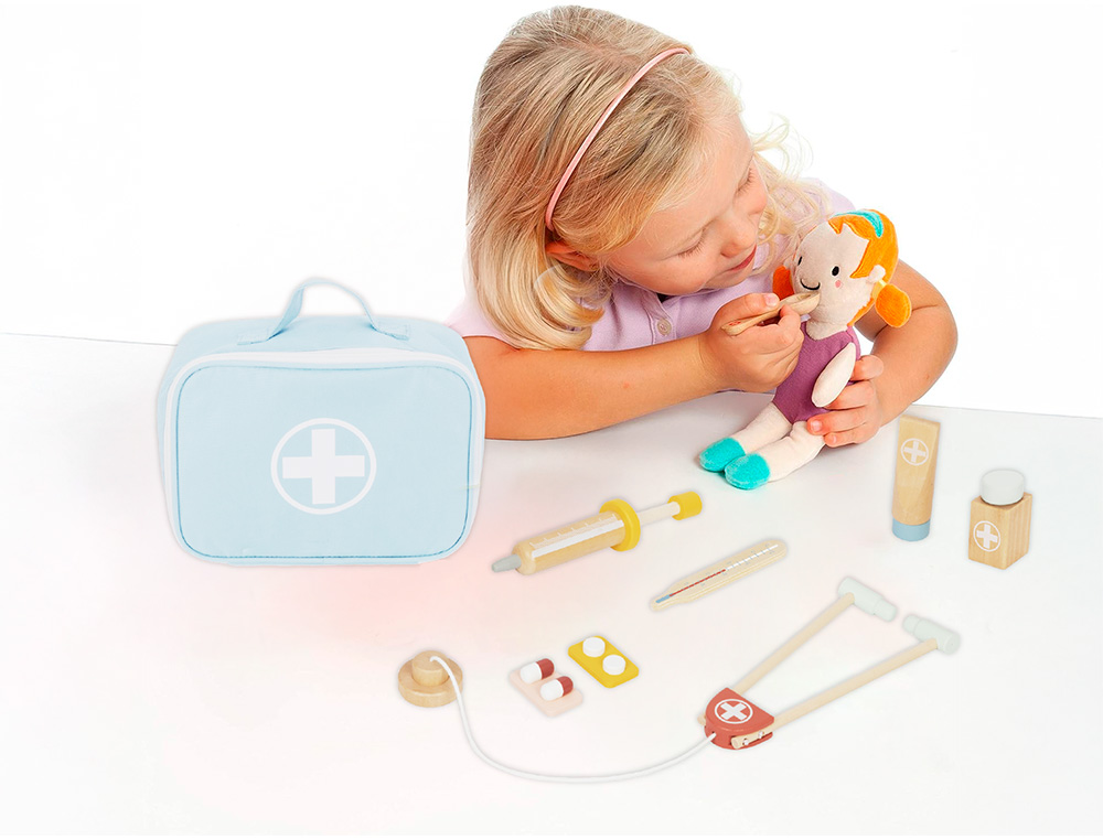 JEU ENFANT IMAGINOVO MALETTE DE MEDECIN BOIS +3 ANS 11 PIECES 24,5X18X10 CM