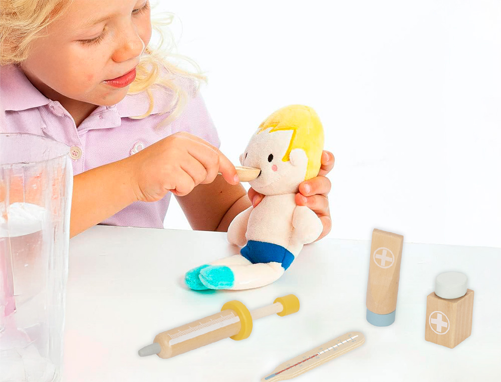 JEU ENFANT IMAGINOVO MALETTE DE MEDECIN BOIS +3 ANS 11 PIECES 24,5X18X10 CM