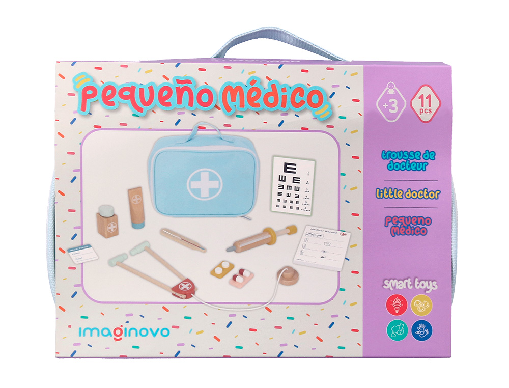 JEU ENFANT IMAGINOVO MALETTE DE MEDECIN BOIS +3 ANS 11 PIECES 24,5X18X10 CM