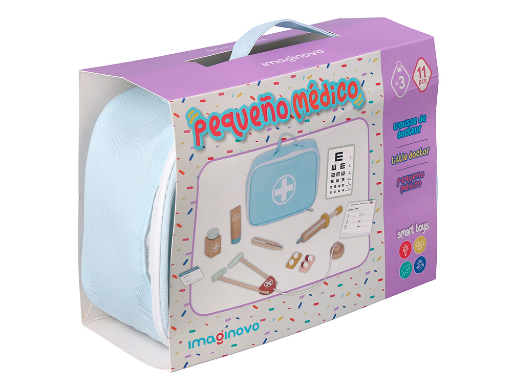 JEU ENFANT IMAGINOVO MALETTE DE MEDECIN BOIS +3 ANS 11 PIECES 24,5X18X10 CM