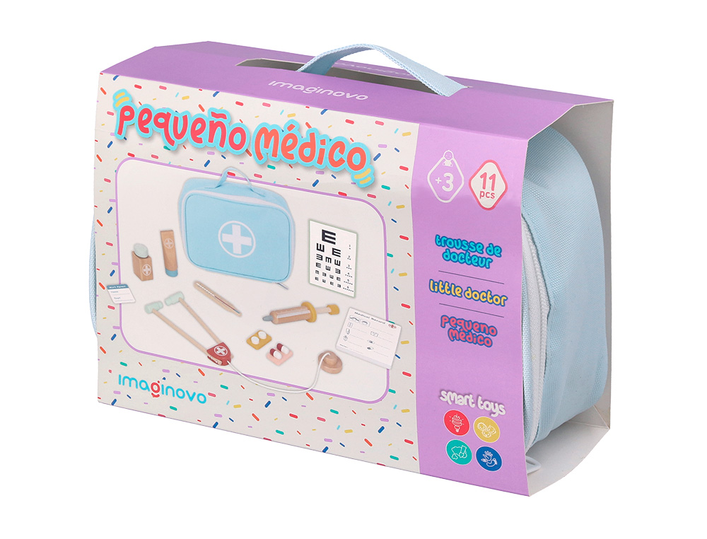 JEU ENFANT IMAGINOVO MALETTE DE MEDECIN BOIS +3 ANS 11 PIECES 24,5X18X10 CM