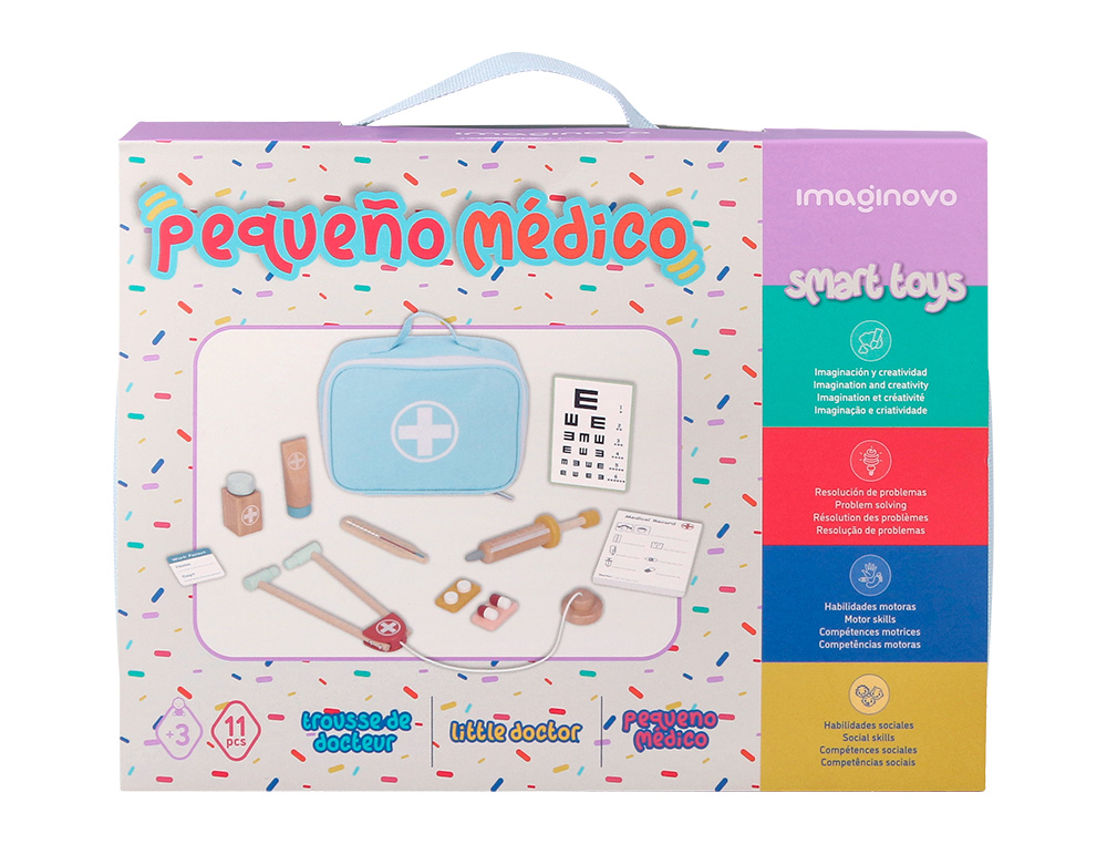 JEU ENFANT IMAGINOVO MALETTE DE MEDECIN BOIS +3 ANS 11 PIECES 24,5X18X10 CM