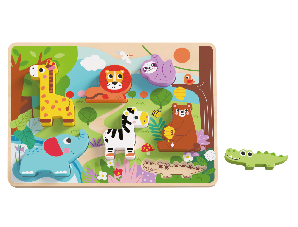 PUZZLE ENFANT IMAGINOVO ANIMAUX 3D BOIS +12 MOIS 8    PIECES 29,5X22X1,7 CM