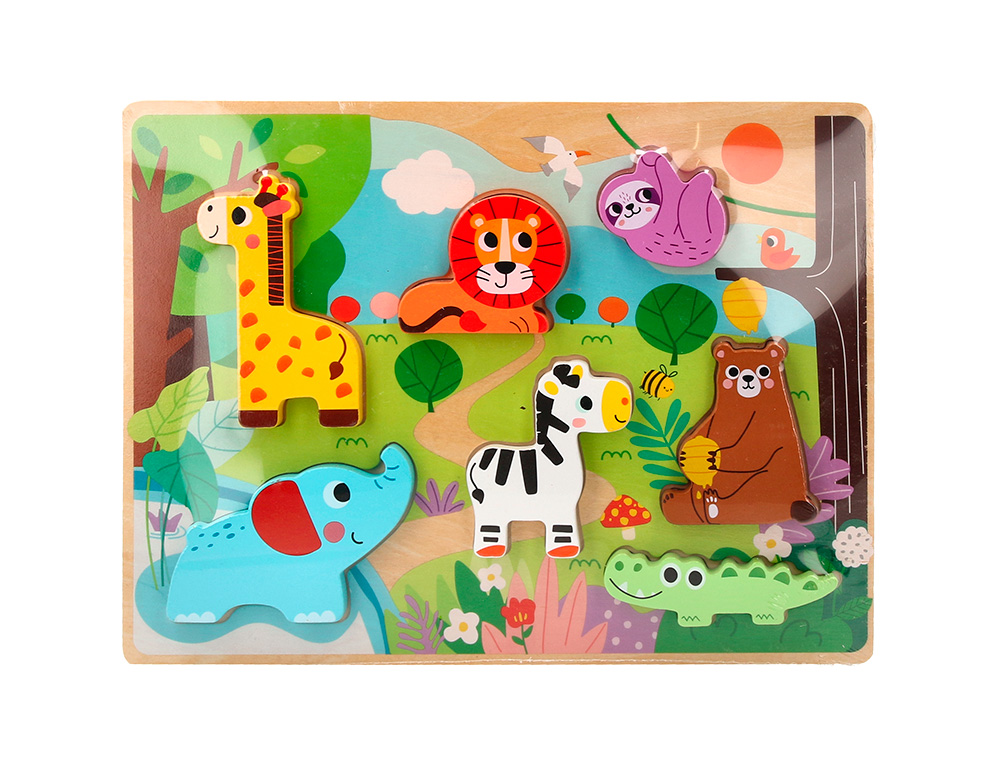 PUZZLE ENFANT IMAGINOVO ANIMAUX 3D BOIS +12 MOIS 8    PIECES 29,5X22X1,7 CM