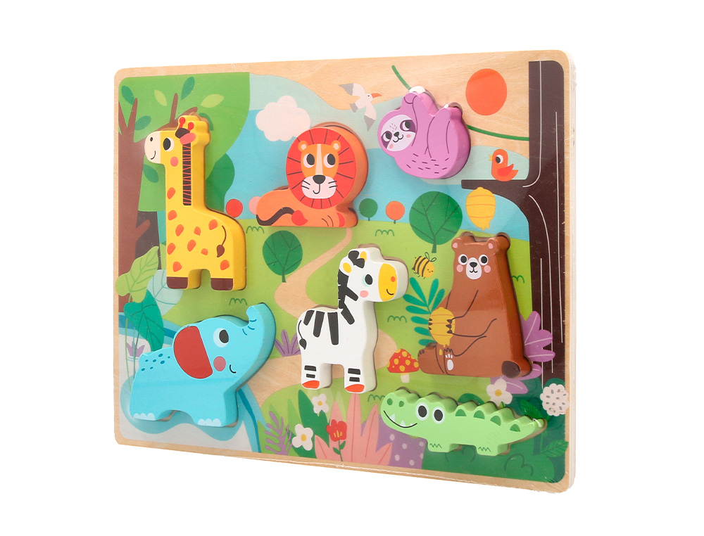 PUZZLE ENFANT IMAGINOVO ANIMAUX 3D BOIS +12 MOIS 8    PIECES 29,5X22X1,7 CM