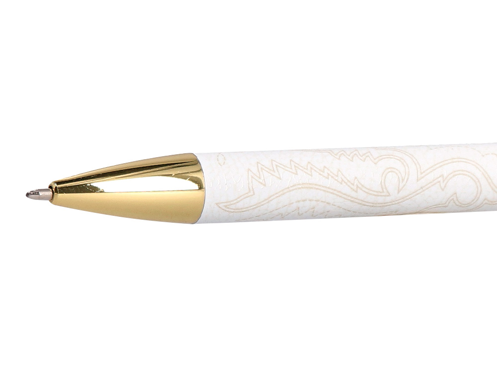 STYLO-BILLE BELIUS WILD WEST ALUMINIUM ENCRE BLEUE         ATTRIBUTS DORES COLORIS CREME COFFRET DESIGN