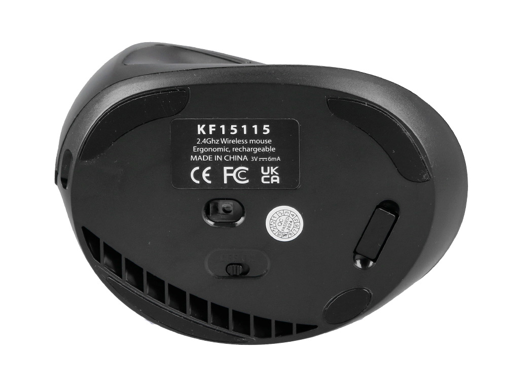 SOURIS Q-CONNECT OPTIQUE SANS FIL ERGONOMIQUE VERTICAL DPI 800/1200/1600 BATTERIE RECHARGEABLE COLORIS NOIR
